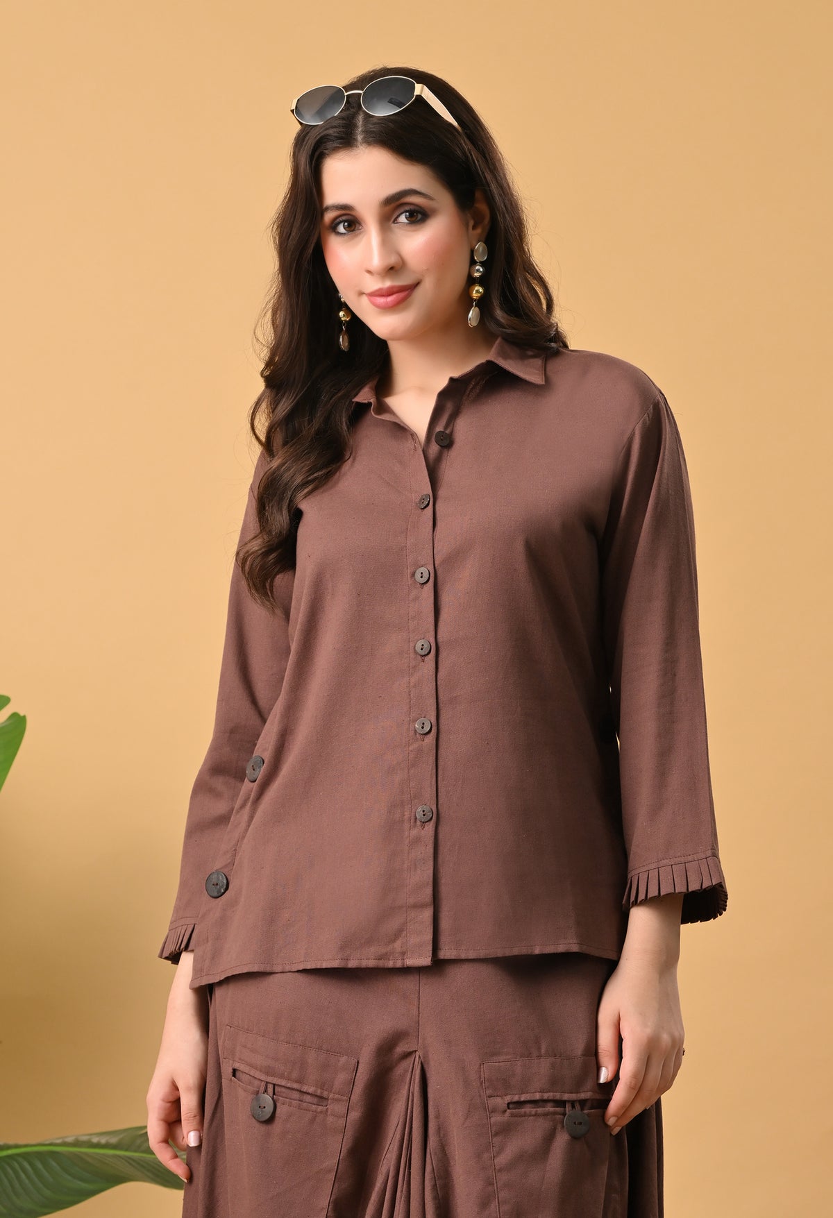 Sukoon Cocoa — Cotton Drape Skirt Set