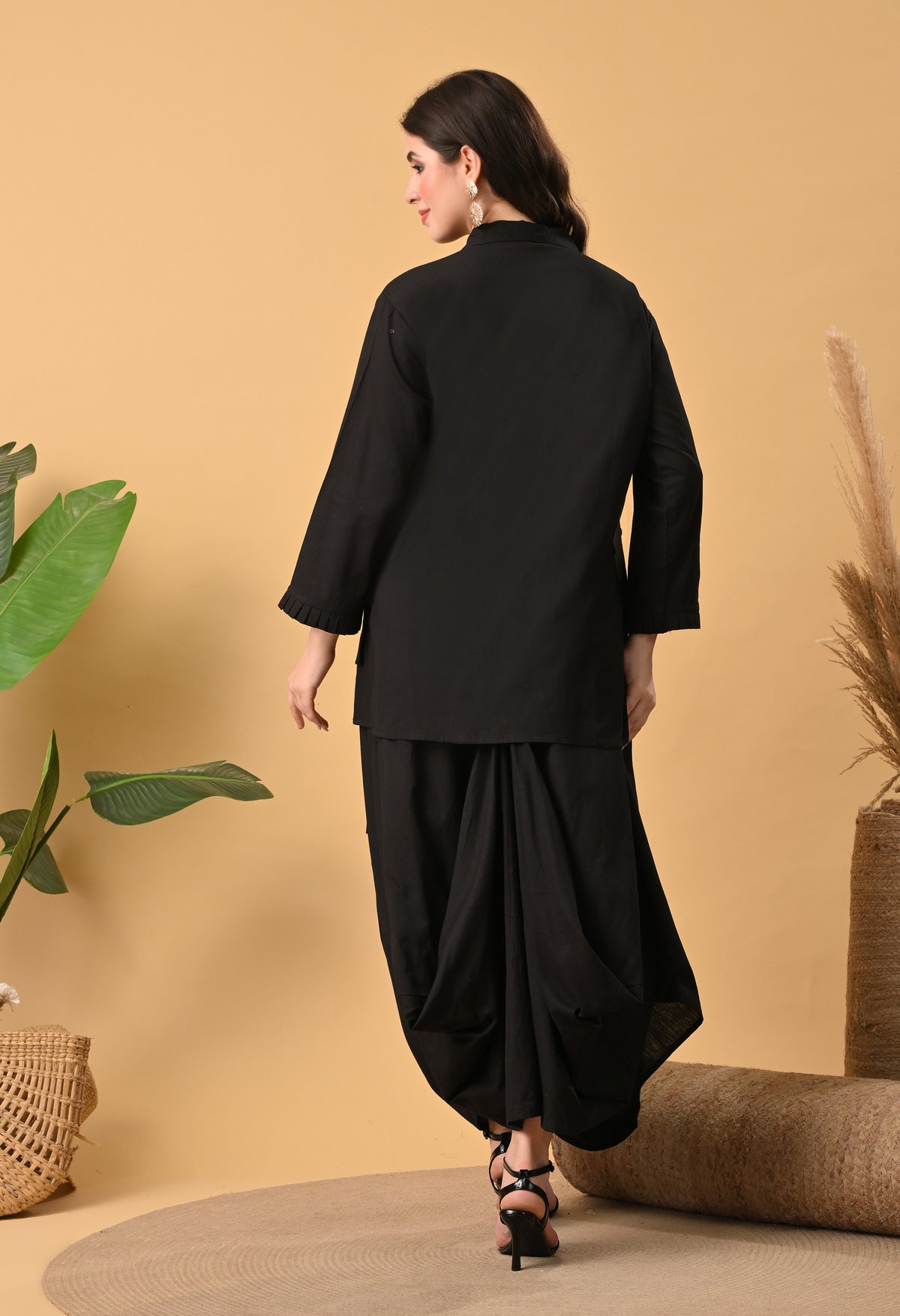 Sukoon Noir — Cotton Drape Skirt Set
