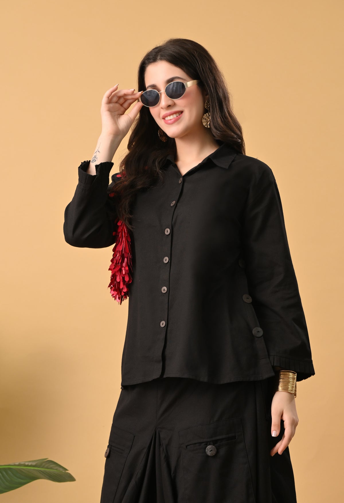 Sukoon Noir — Cotton Drape Skirt Set