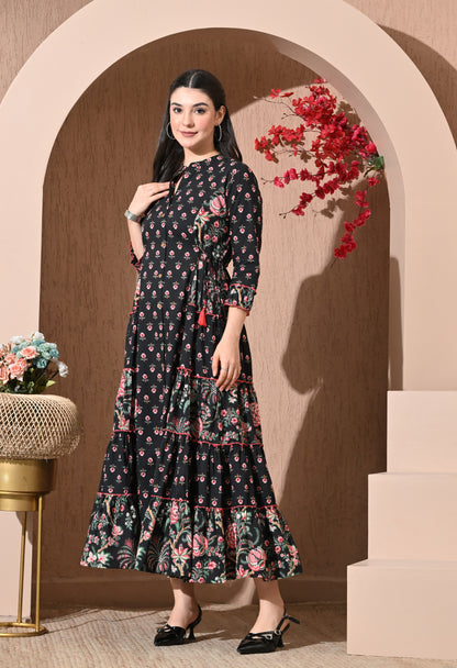 Noir Floral Premium Cotton Kurta