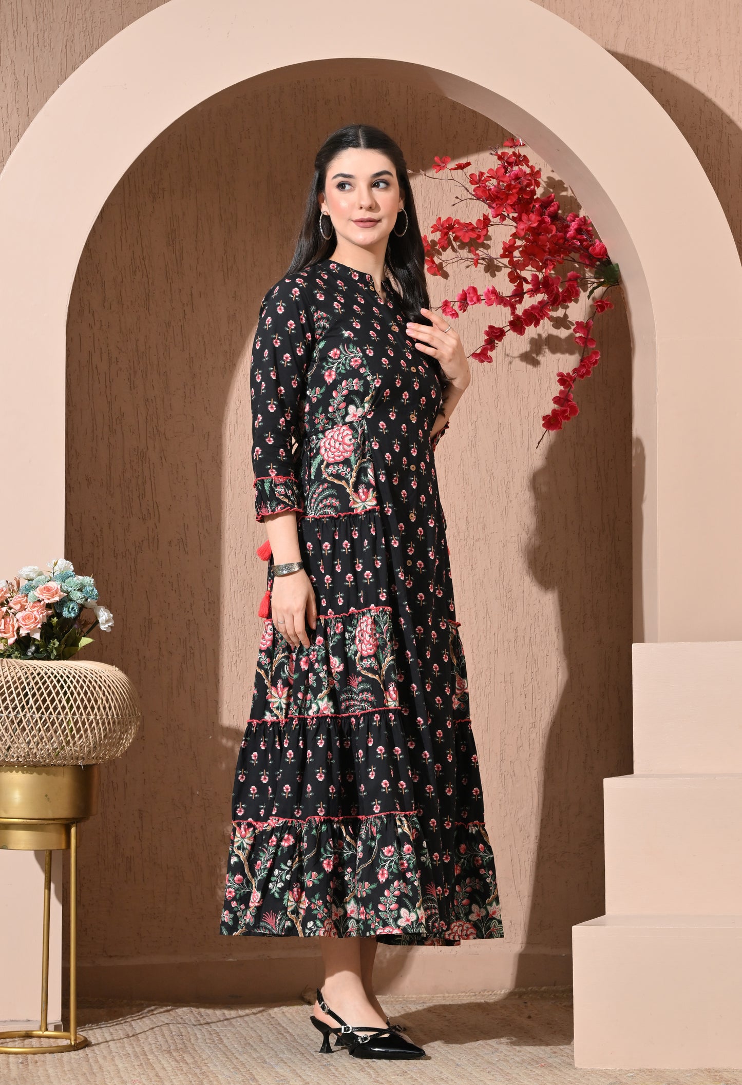 Noir Floral Premium Cotton Kurta