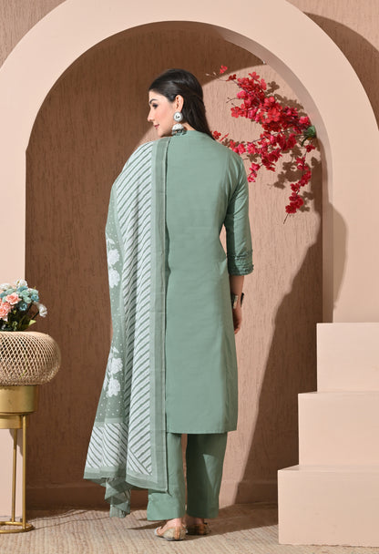 Ethereal Sage Premium Cotton Suit Set