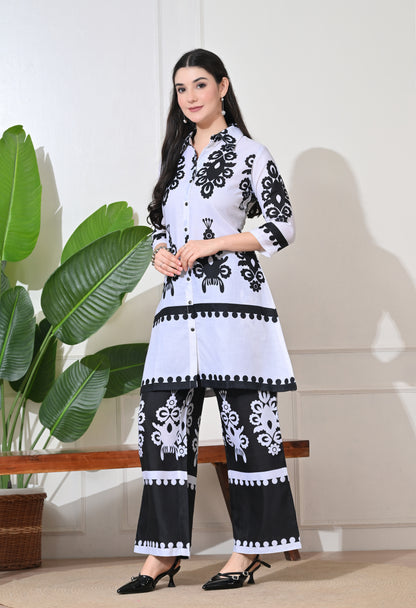 Monochrome Medallion Linen Co-ord Set