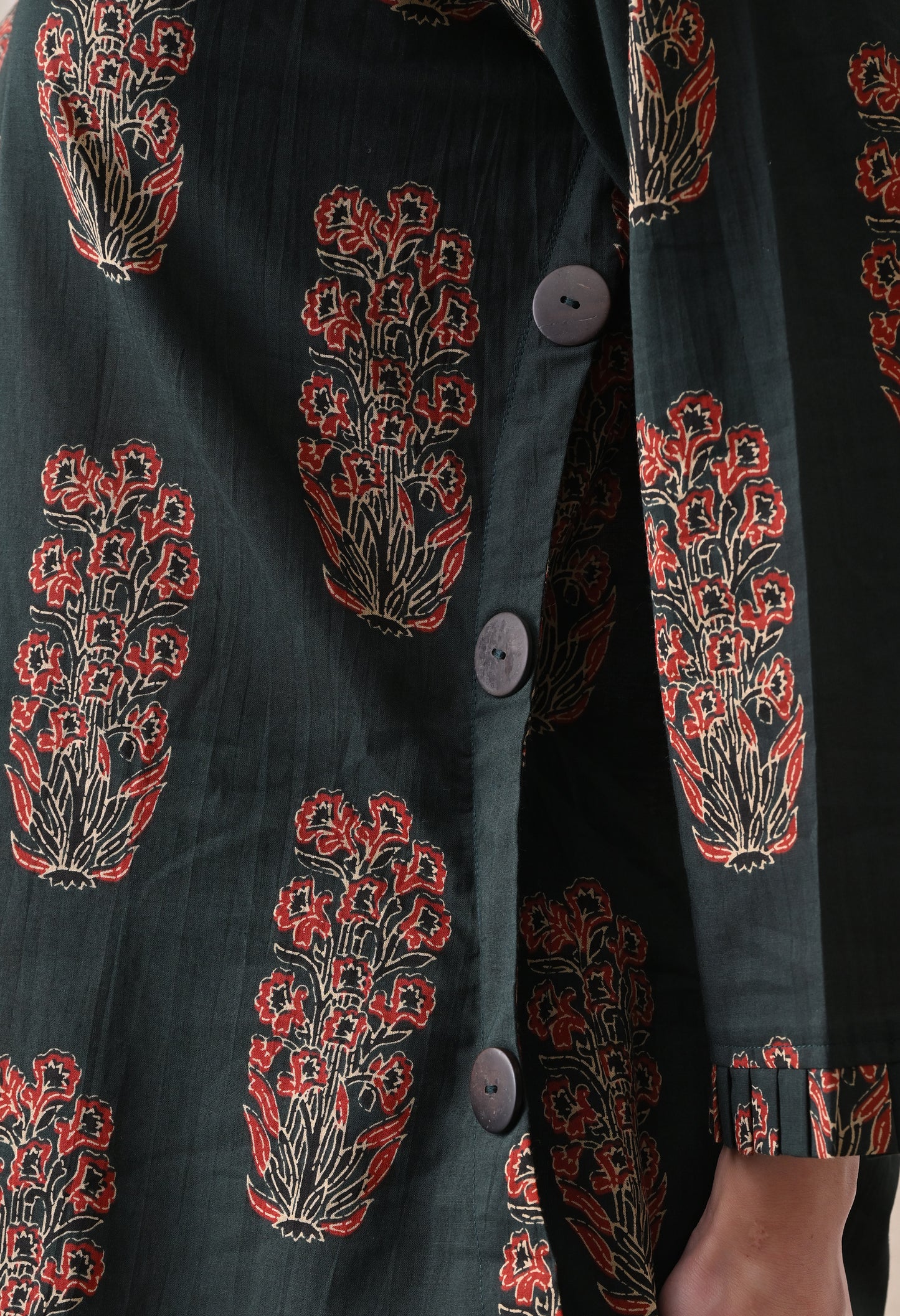 Emerald Ajrakh Hand-Block Print Shirt & Fluid Draped Dhoti Co-ord Set