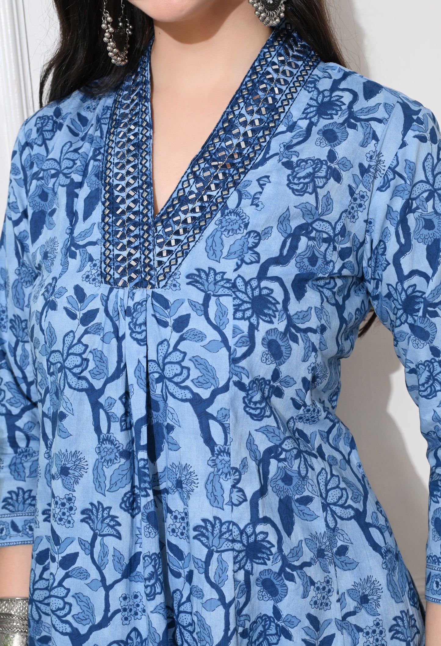 Indigo Dream Cotton Anarkali Suit Set