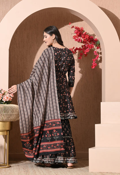 Midnight Garden Cotton Sharara Set