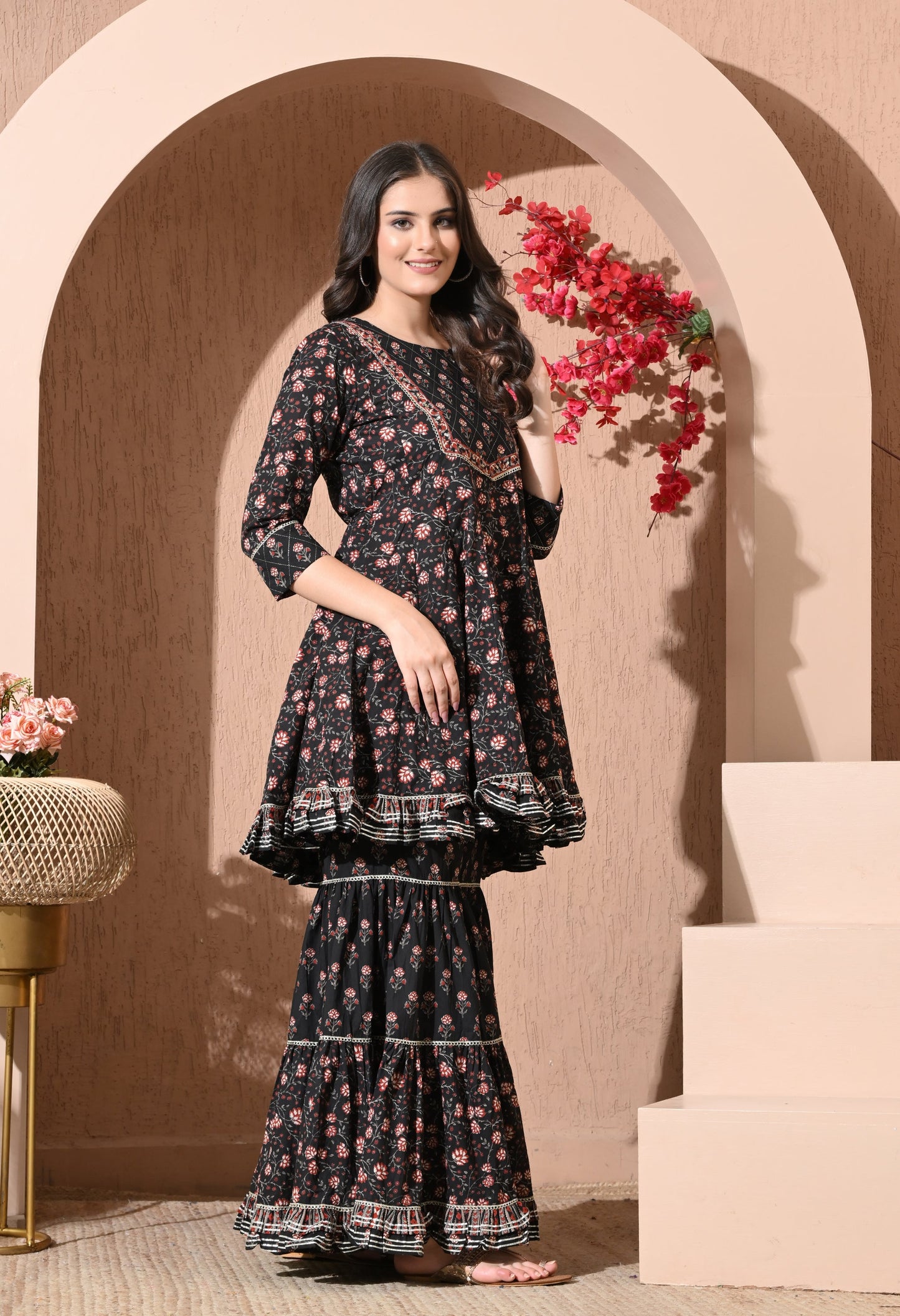 Midnight Garden Cotton Sharara Set