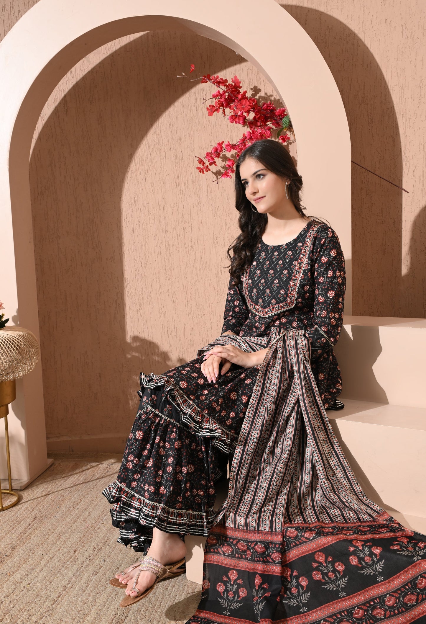 Midnight Garden Cotton Sharara Set