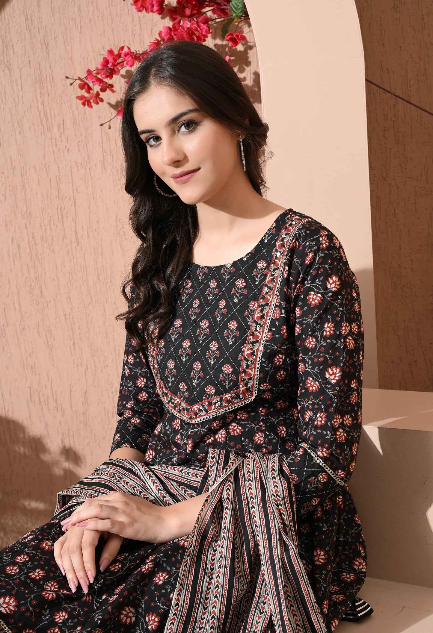 Midnight Garden Cotton Sharara Set