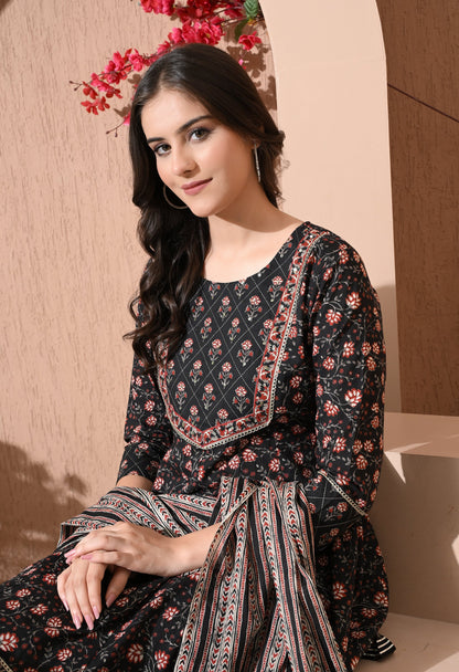 Midnight Garden Cotton Sharara Set