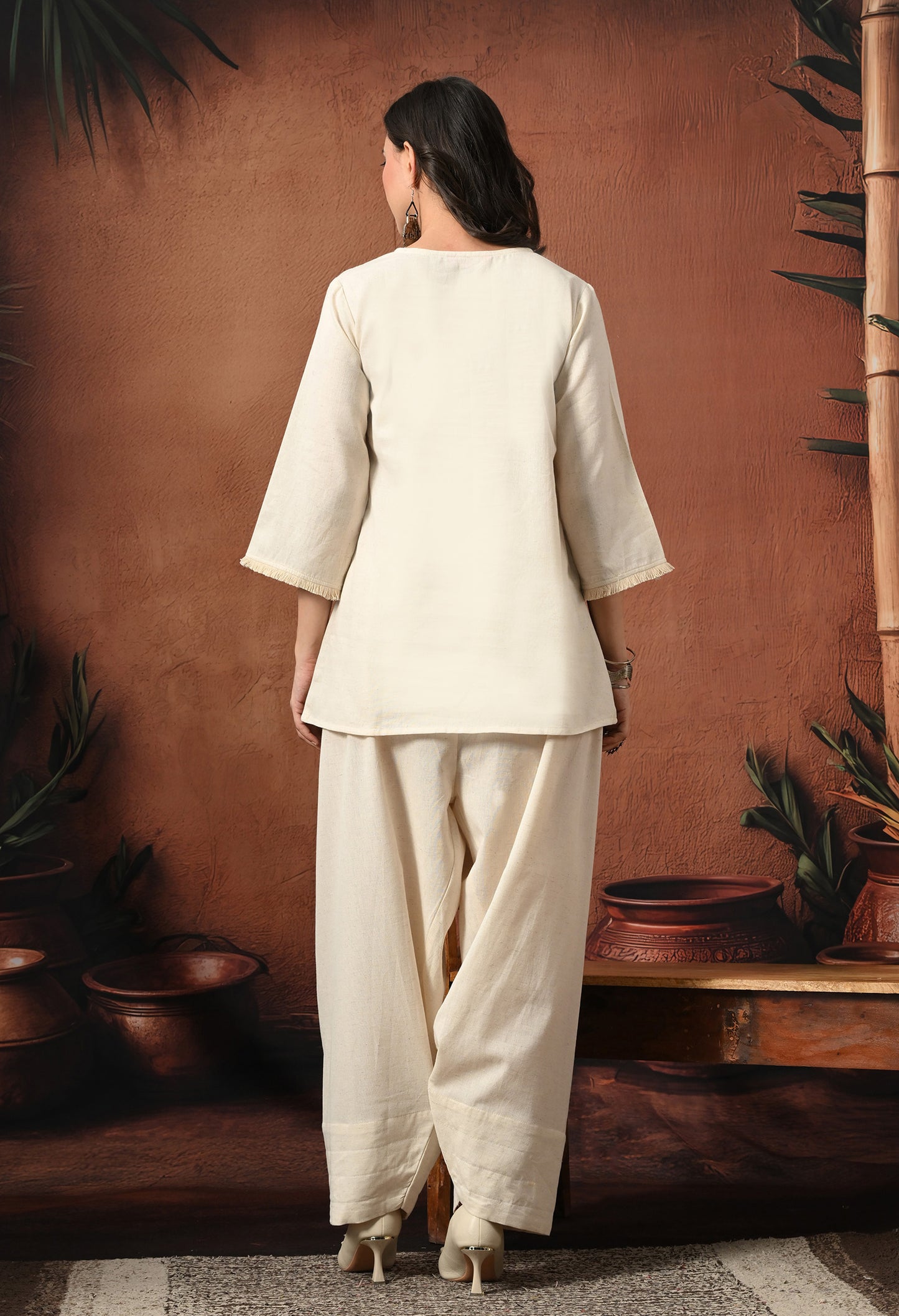 Ivory Breeze Cotton Co-ord Set with Farshi Salwar