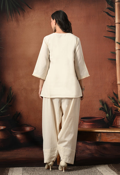 Ivory Breeze Cotton Co-ord Set with Farshi Salwar