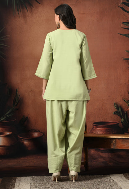 Sage Mist Cotton Farshi Co-ord Set