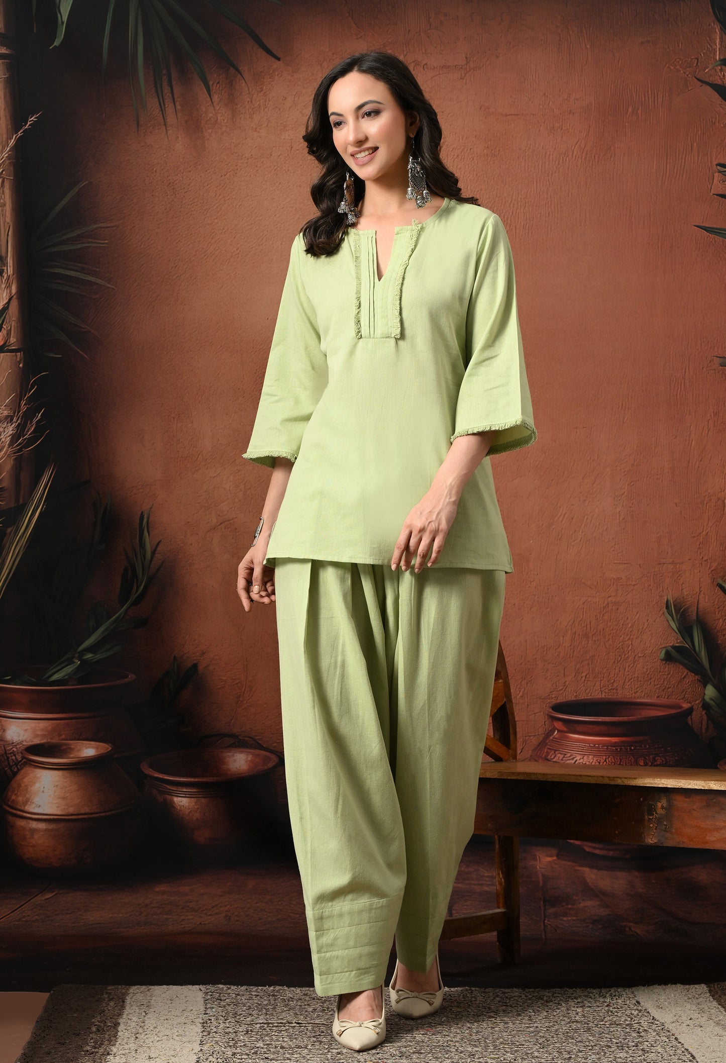 Sage Mist Cotton Farshi Co-ord Set