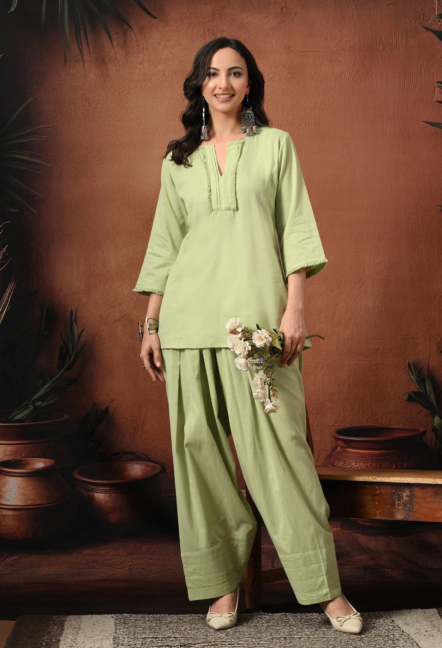Sage Mist Cotton Farshi Co-ord Set