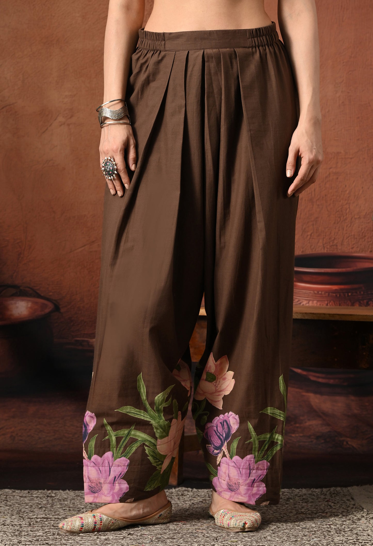 Brown Lily Floral Cotton Co-ord Set – Farshi Salwar Ethnic Wear