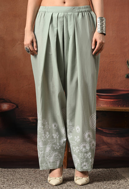 Sage Grey Mandana Print Cotton Co-ord Set – Farshi Salwar Ethnic Wear