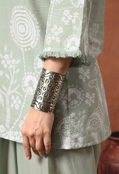 Sage Grey Mandana Print Cotton Co-ord Set – Farshi Salwar Ethnic Wear