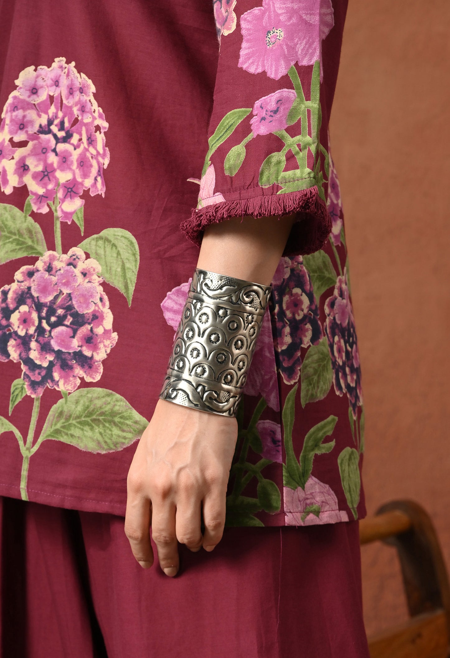 Wine Purple Hydrangea Floral Cotton Co-ord Set – Farshi Salwar Ethnic Wear
