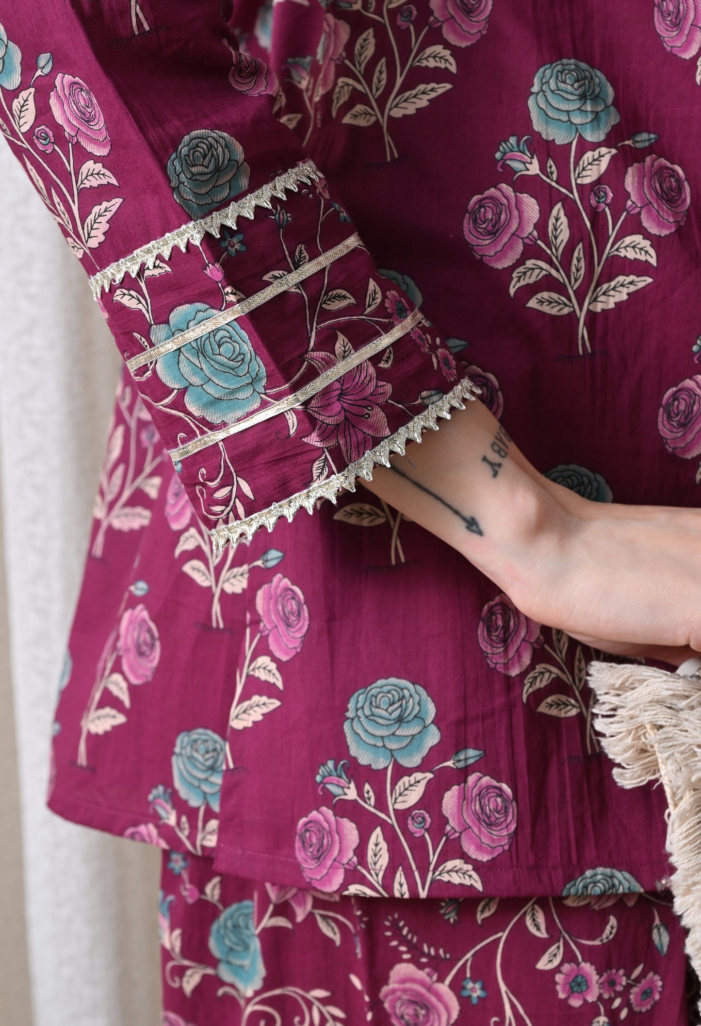 Purple Cotton Kurta & Farshi Salwar Set – Gota Patti Embellished Ethnic Wear