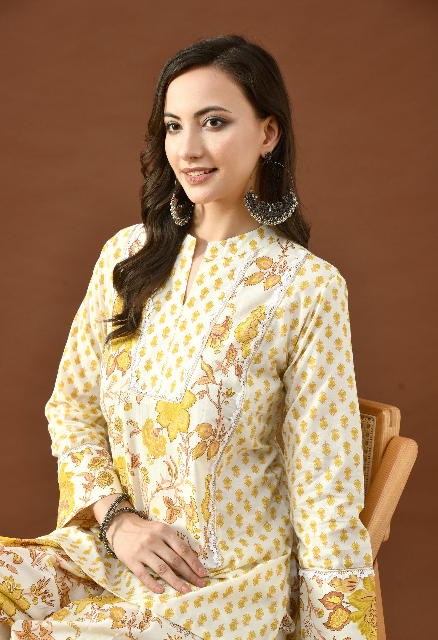 Sunshine Yellow & Ivory Block Print Farshi Salwar Set