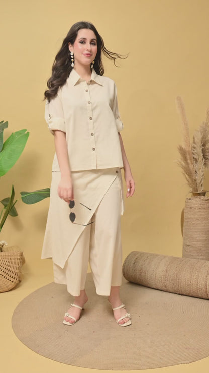 Sana Layered Cotton Shirt Co-ord Set