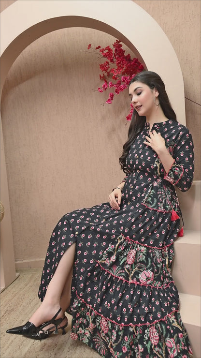 Noir Floral Premium Cotton Kurta
